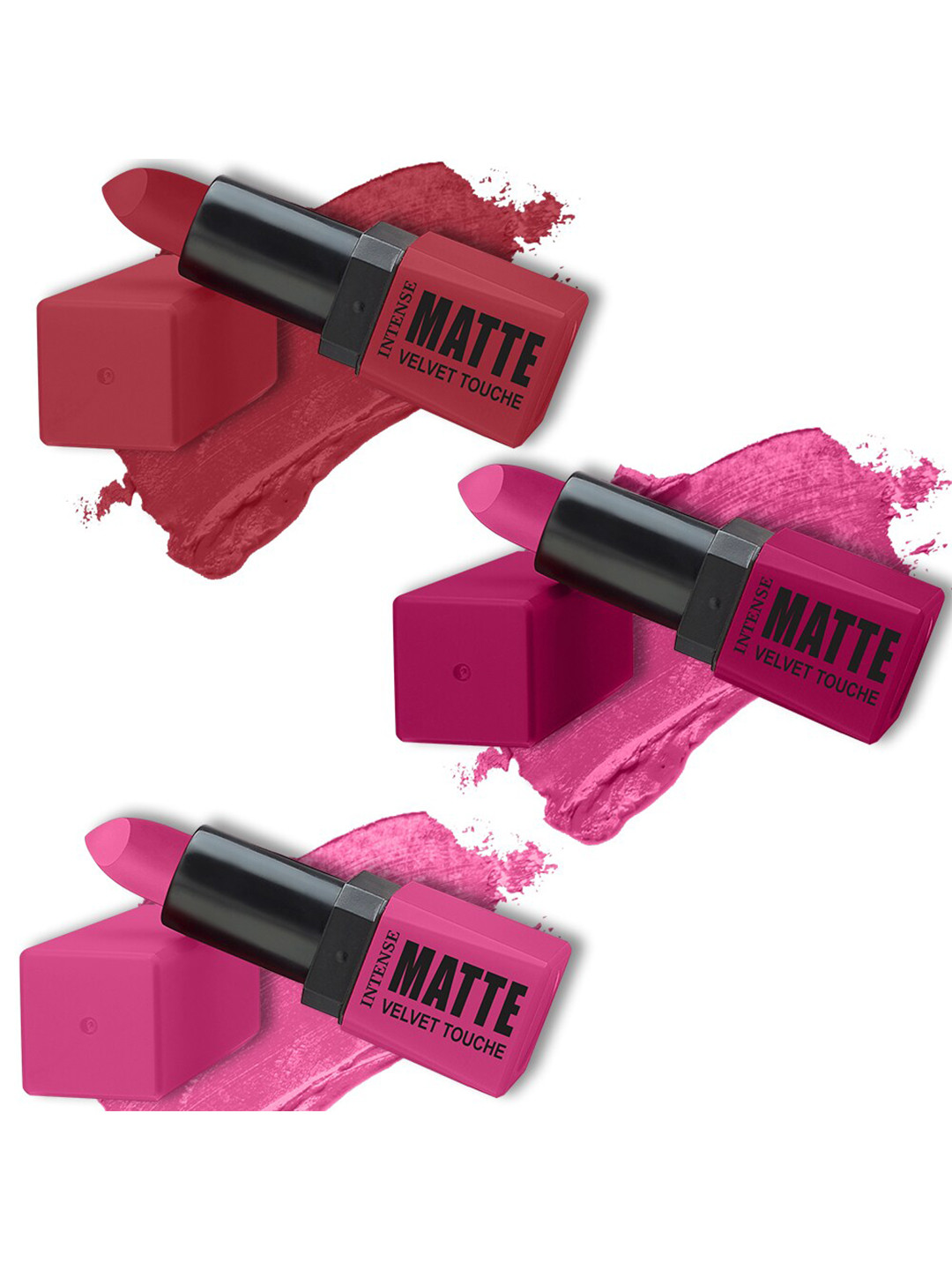 ForSure Intense Matte Velvet Touch Set Of 3 Matte & Long Lasting Lipstick-3.5gm Each-Magenta 309-Petal Pink 302-Red Velvet 303