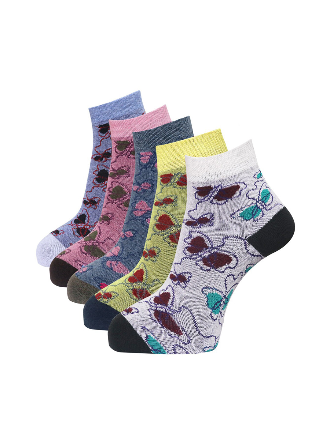 Dollar Socks Set Of 5 Assorted Cotton Ankle-Length Socks