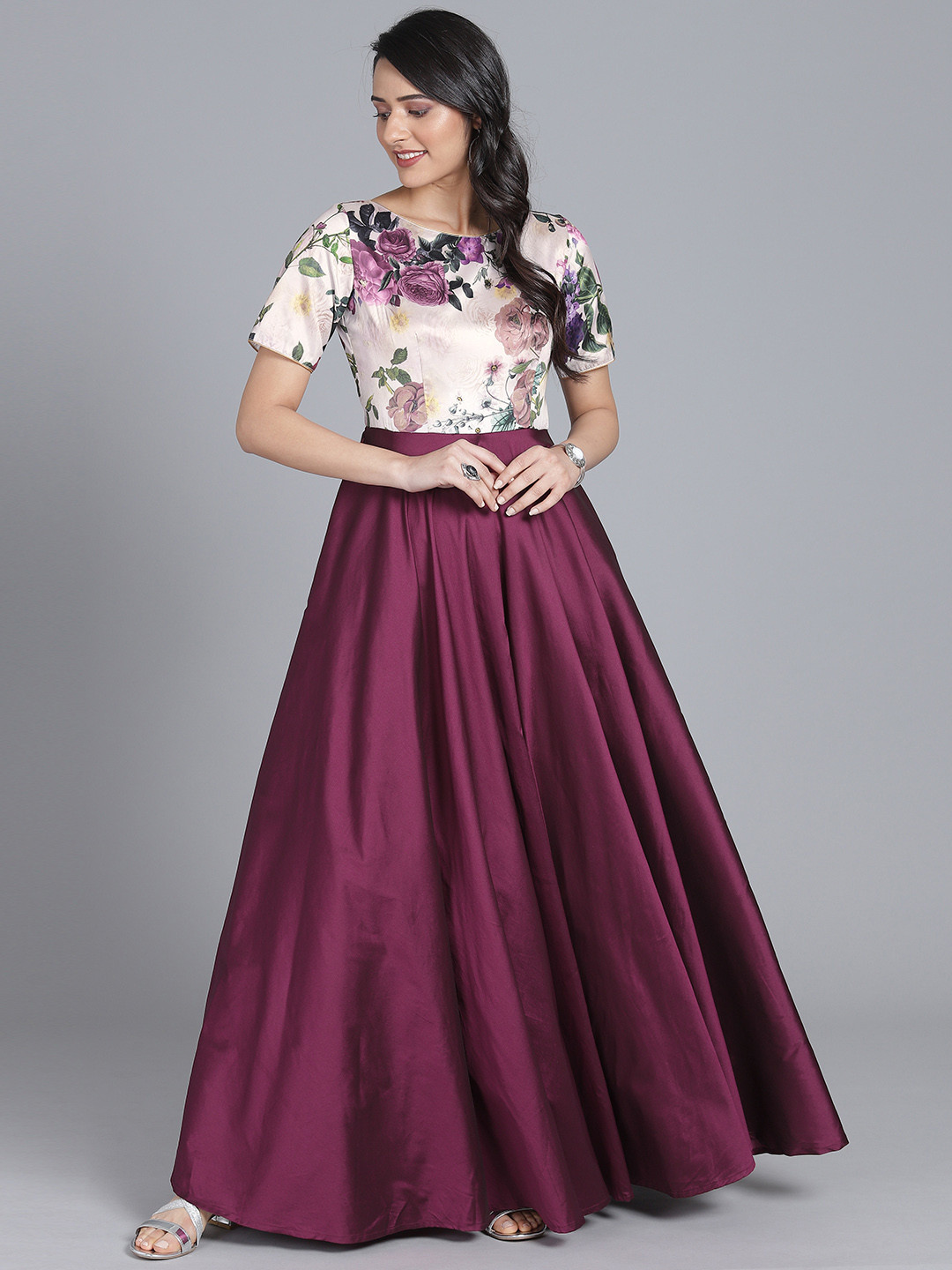 Ethnovog Ready To Wear Purple Floor Length Gown