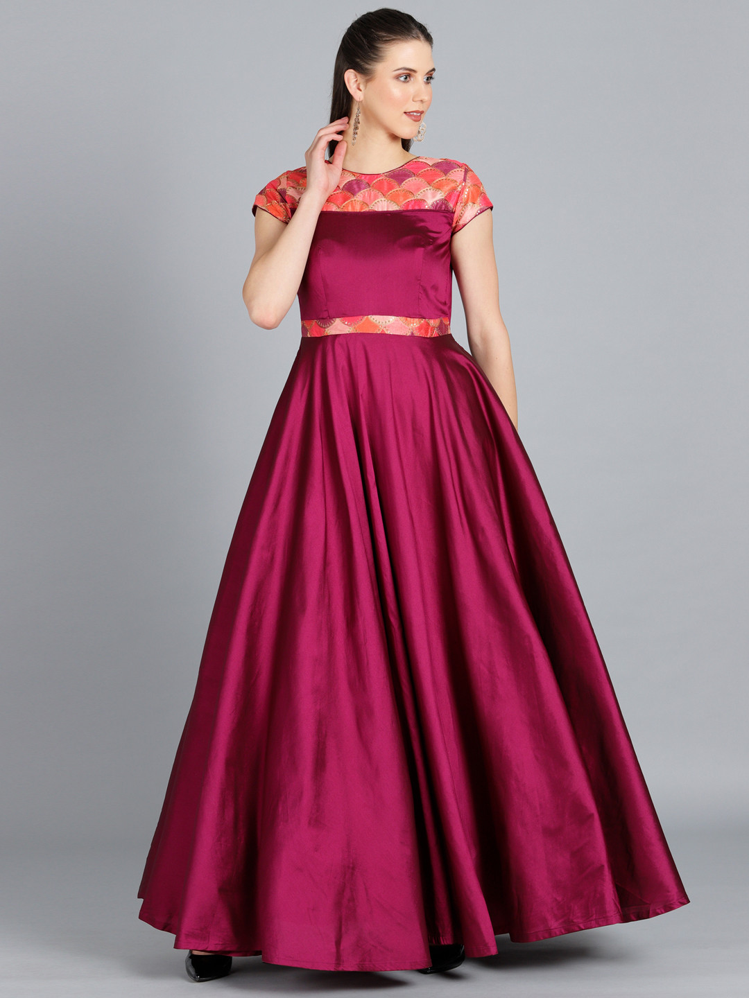 Ethnovog Ready To Wear Tillandsia Purple Embroidered Gown