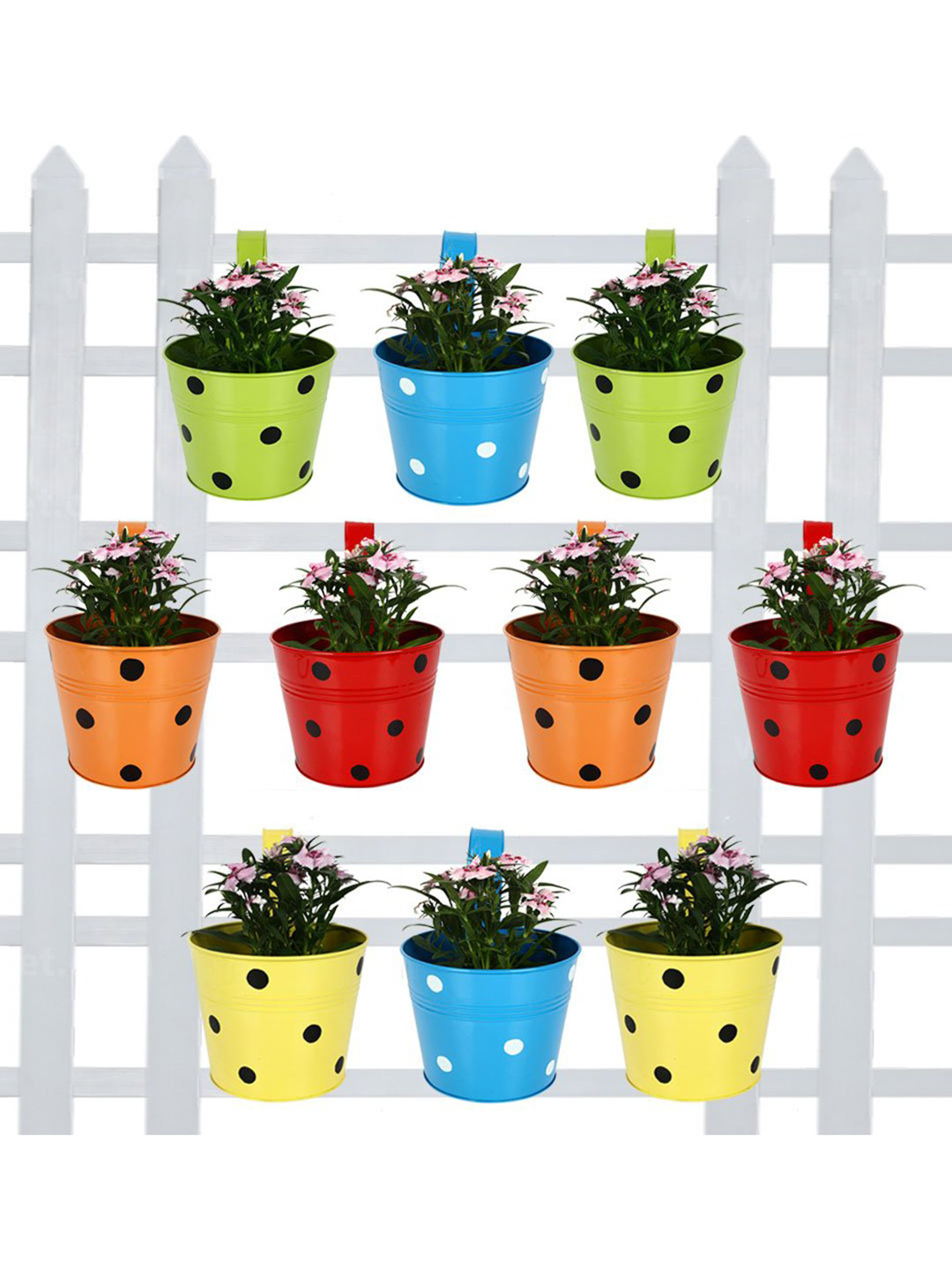 TRUSTBASKET Set Of 10 Printed Railing Planters