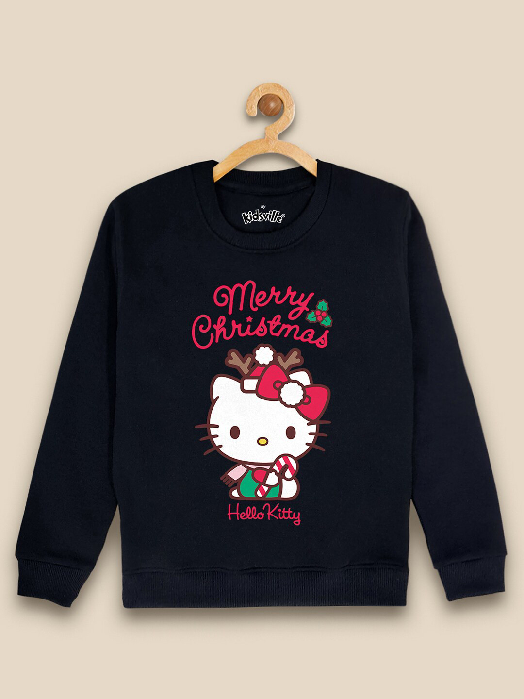 Kids Ville Girls Christmas Hello Kitty Printed Sweatshirts