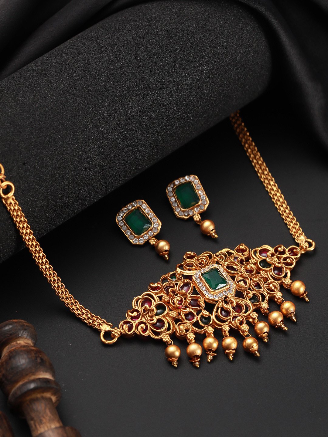 Jazz and Sizzle Gold-Plated Stones Studded Jewellery Set