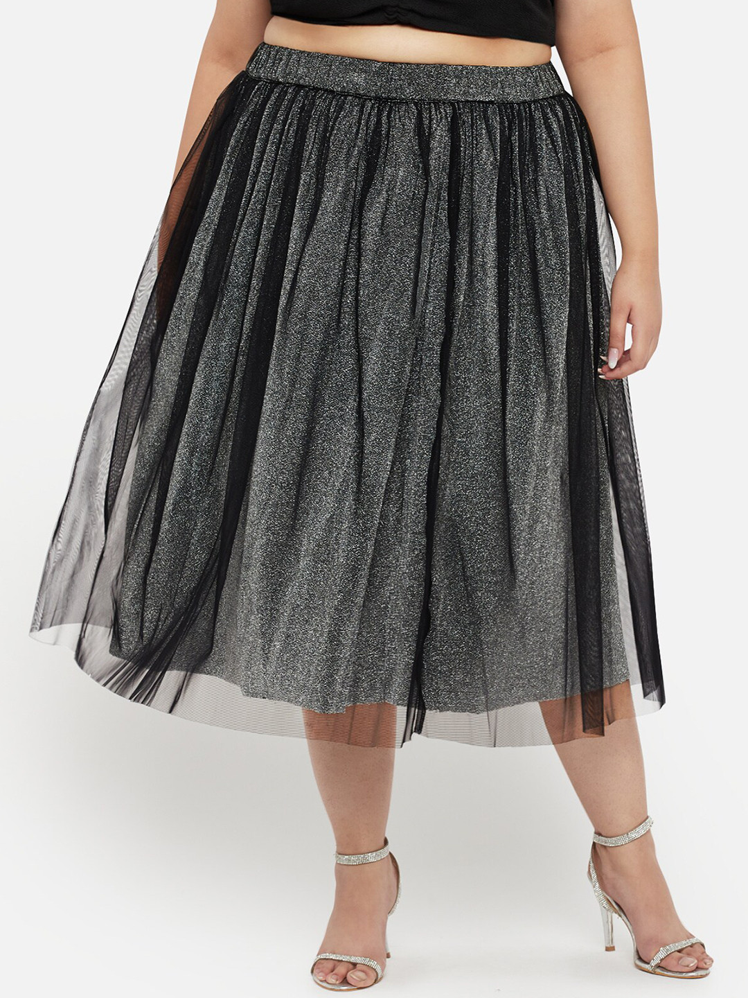 wild U Women Shimmer Pleated Plus Size Skirt