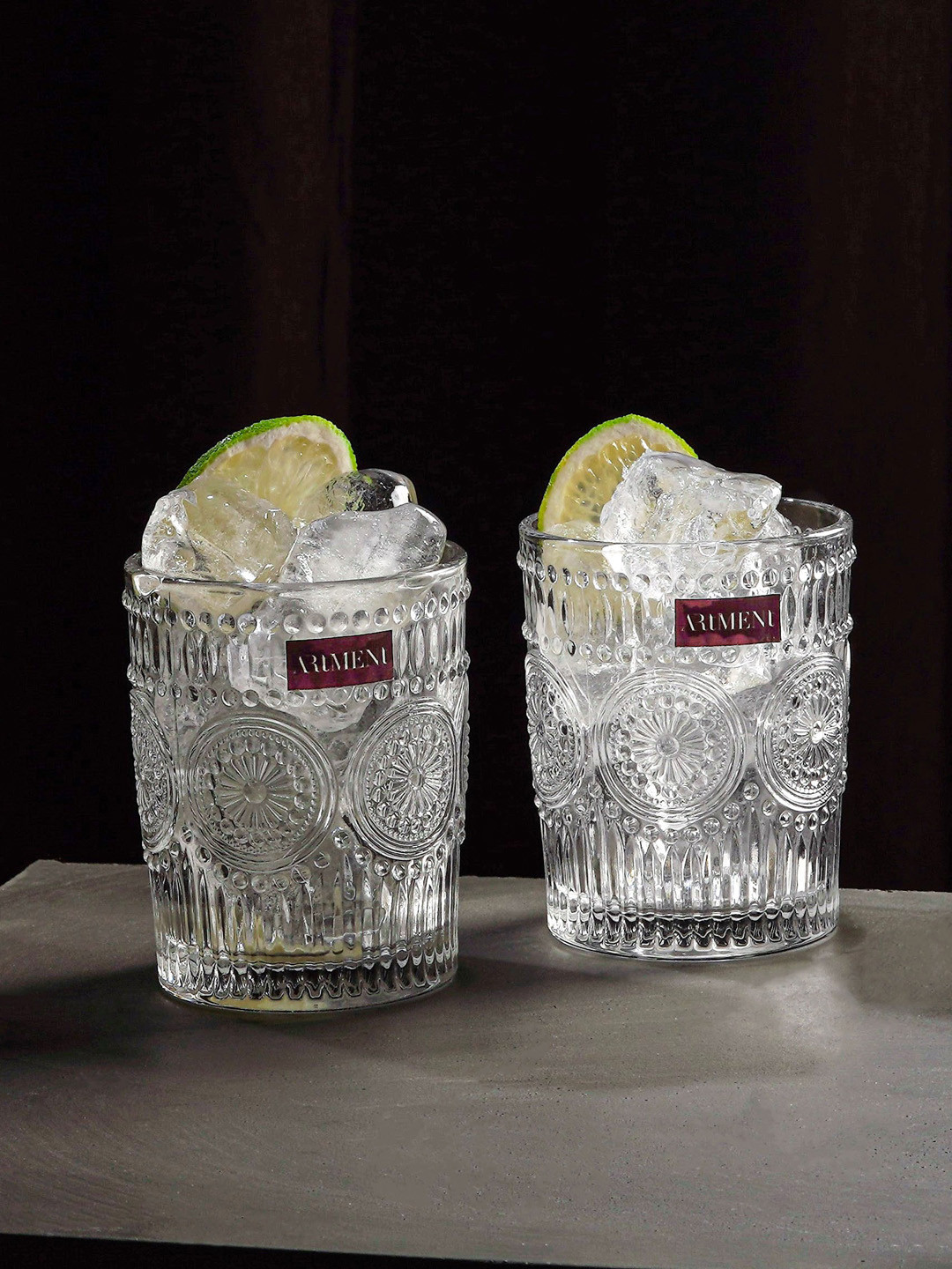 THE ARTMENT Set Of 8 Transparent Textured Whisky Glasses