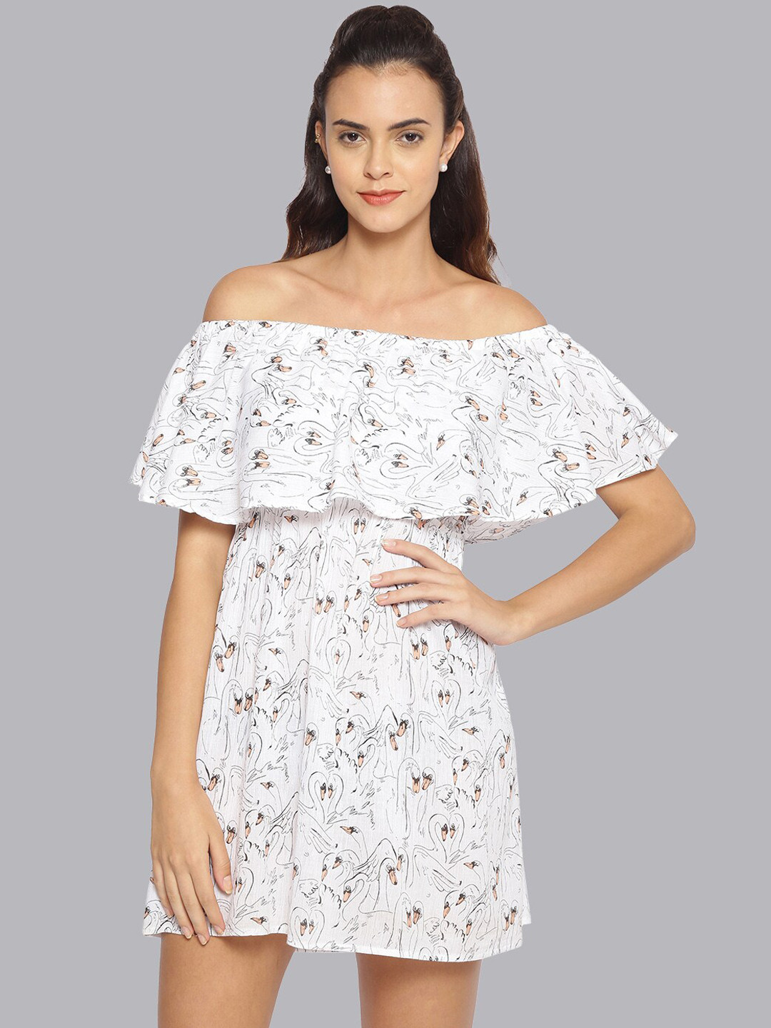 Oxolloxo  Off-Shoulder Fit & Flare Cotton Dress