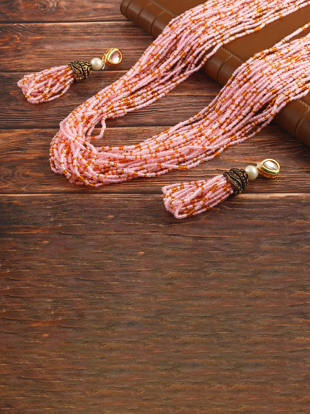 Jewar Mandi Gold-Plated Crystal Beaded Jewellery Set
