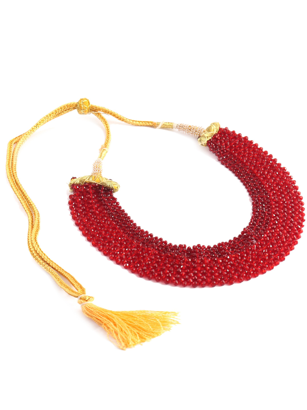 Jewar Mandi Maroon Brass Gold-Plated Choker Necklace