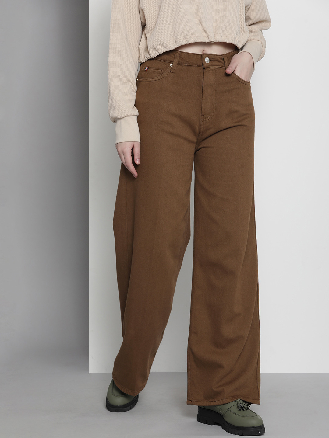 Tommy Hilfiger Women Wide Leg High-Rise Stretchable Jeans
