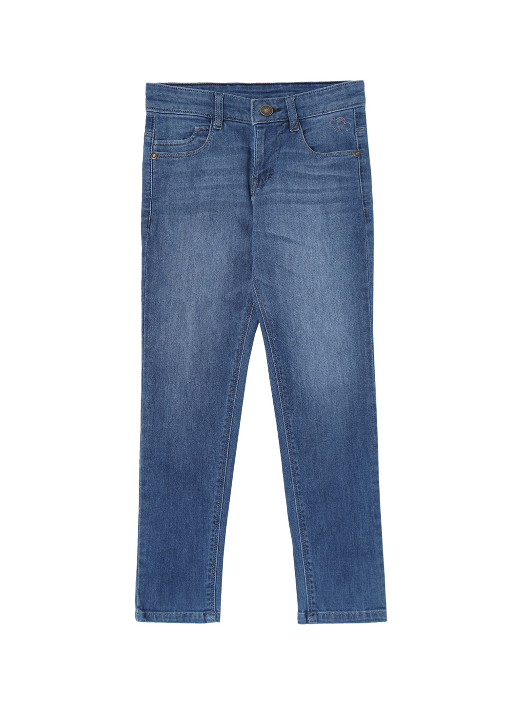 Cantabil Girls Slim Fit Light Fade Cotton Stretchable Jeans