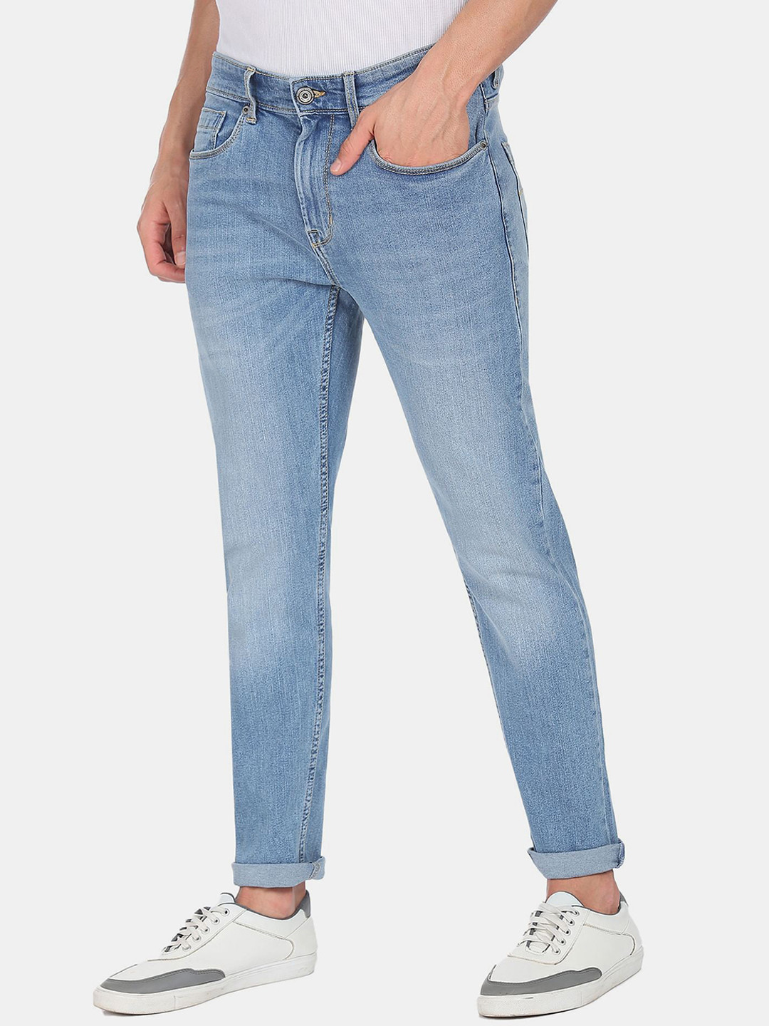 Flying Machine Mid Rise Stone Wash Jeans