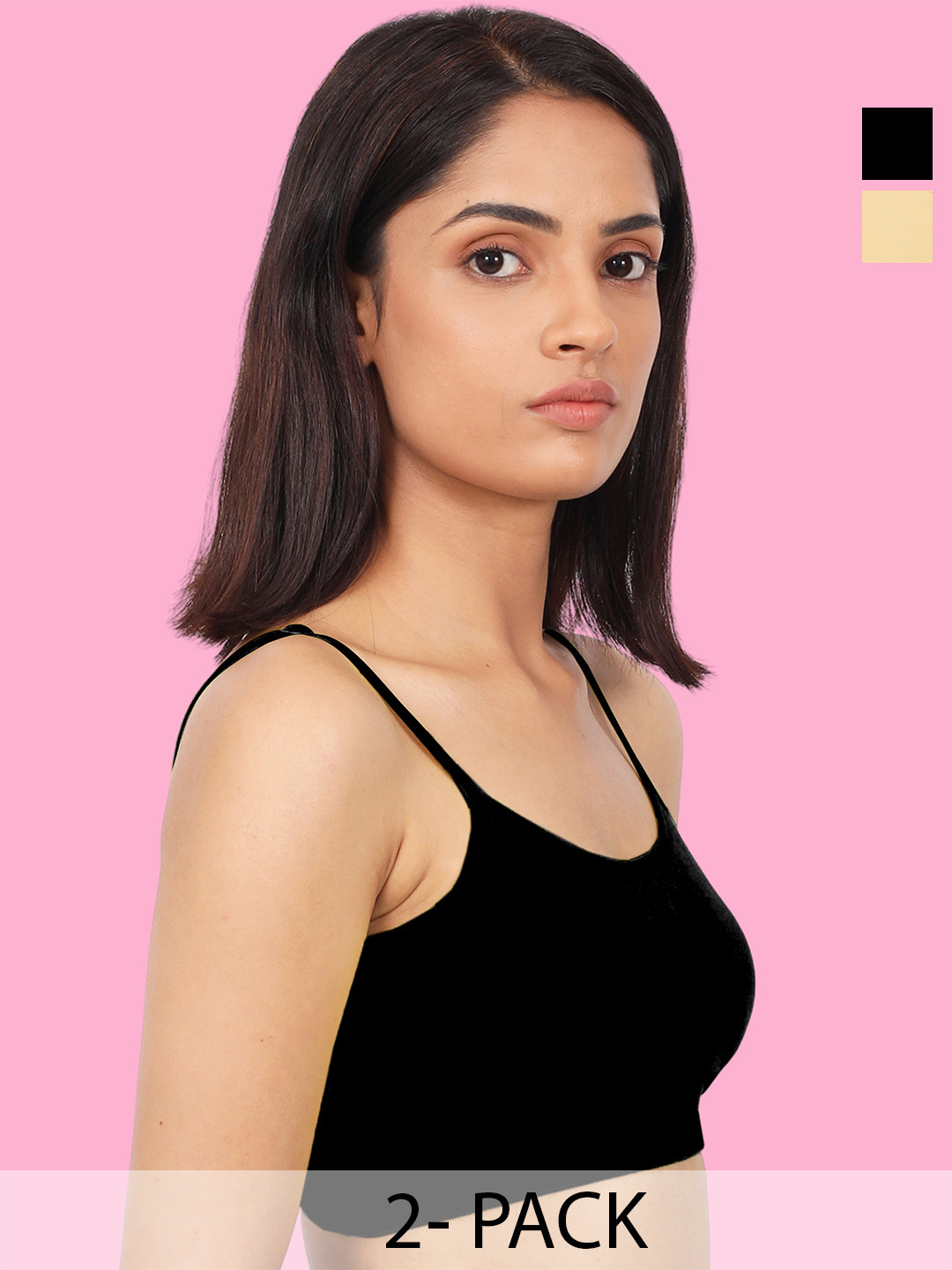 DChica Women Pack Of 2 Cotton Non Wired Seamless Thin Strap Everyday Bra