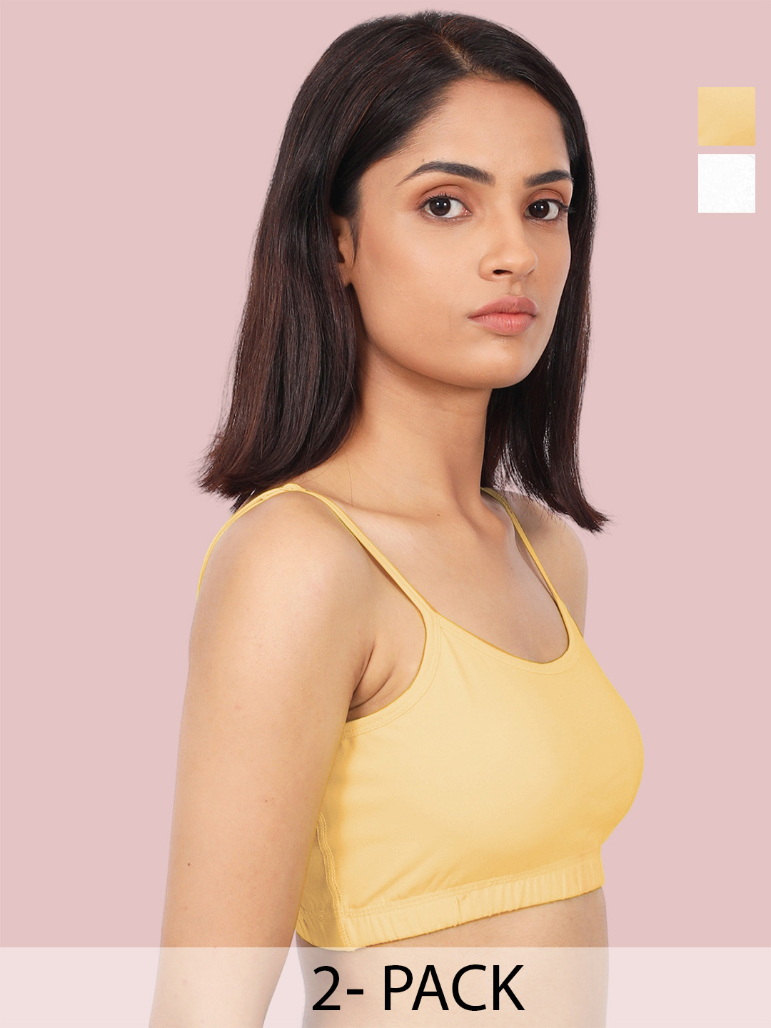 DChica Women Pack Of 2 Premium Cotton Medium Support Training or Gym Beginners Bra