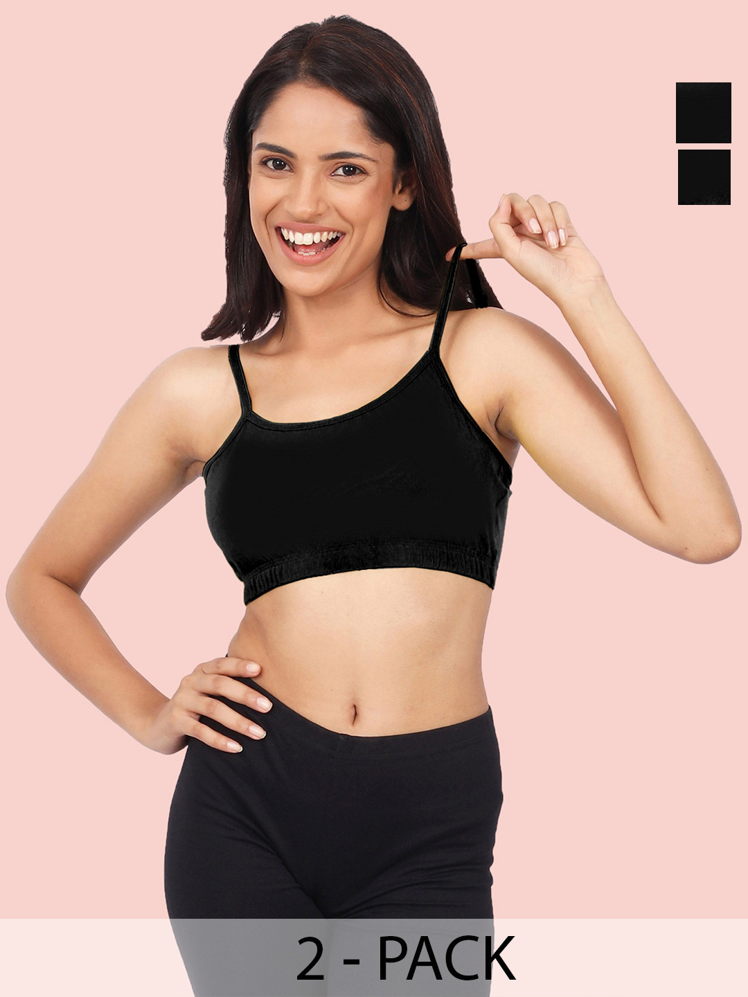 Girls Pack Of 2 Double Layer Premium Cotton Non-Wired Non Padded Beginners Bra DCBRJU6855/xxs W