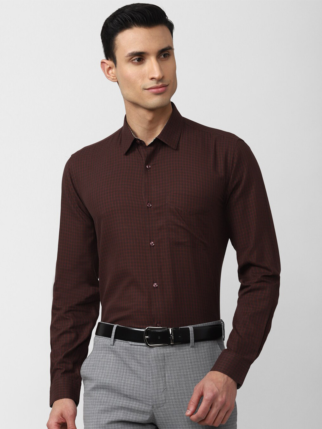 Peter England Men Micro Checked Formal Shirt