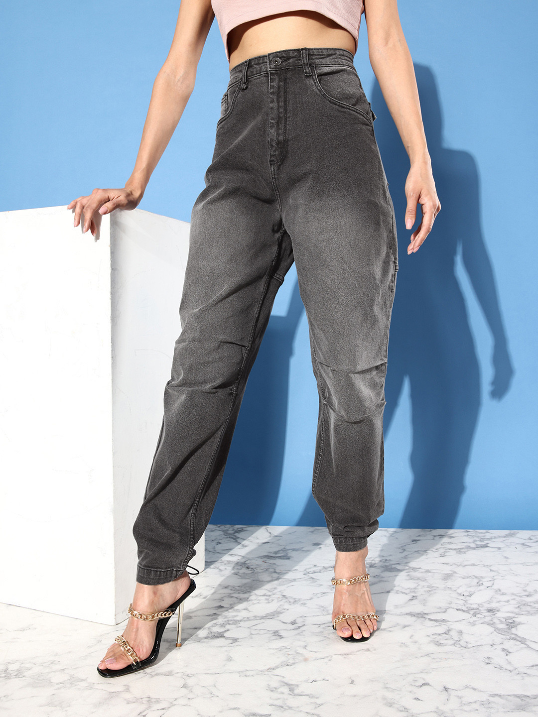 The Roadster Life Co. Women Ash Grey Upgraded Denims High-Rise Slouchy Stretchable Jeans