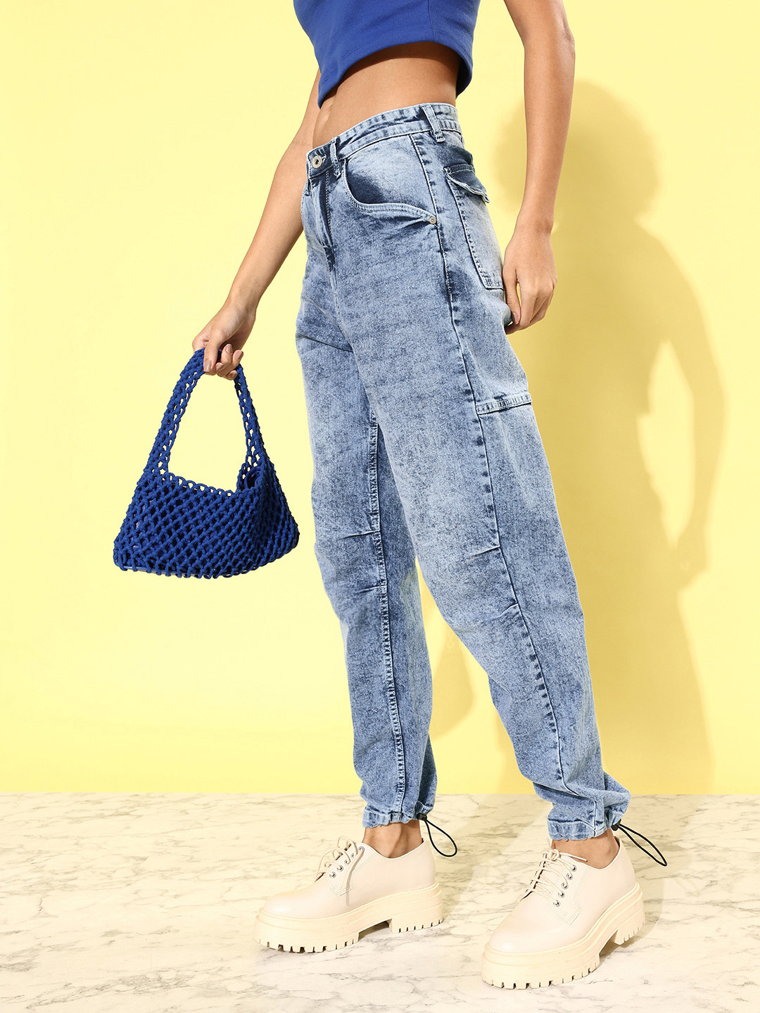 The Roadster Life Co. Women Sky Blue Slouchy Fit We May Party High-Rise Stretchable Jeans