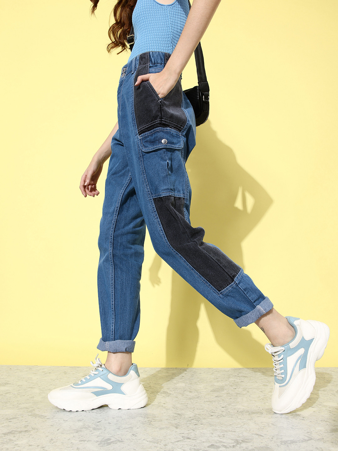 The Roadster Life Co. Women Pure Cotton Dusky blue Boyfriend Fit Upgraded denim Jeans