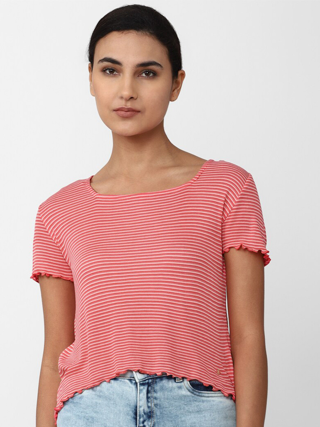 Van Heusen Striped High-Low Cotton Top