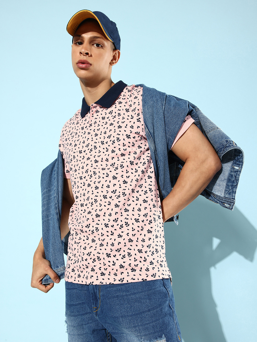 Mast & Harbour Men Pink Peach Pure Cotton MCW Love is in the Air Flower Power T-shirt