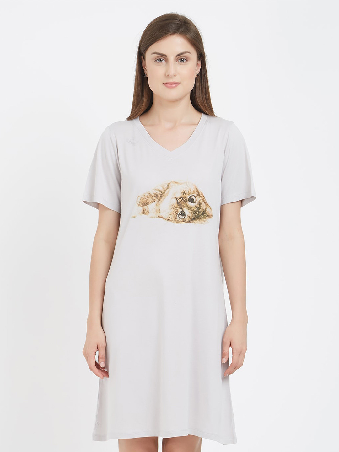 Soie Graphic Printed Knee Length Nightdress