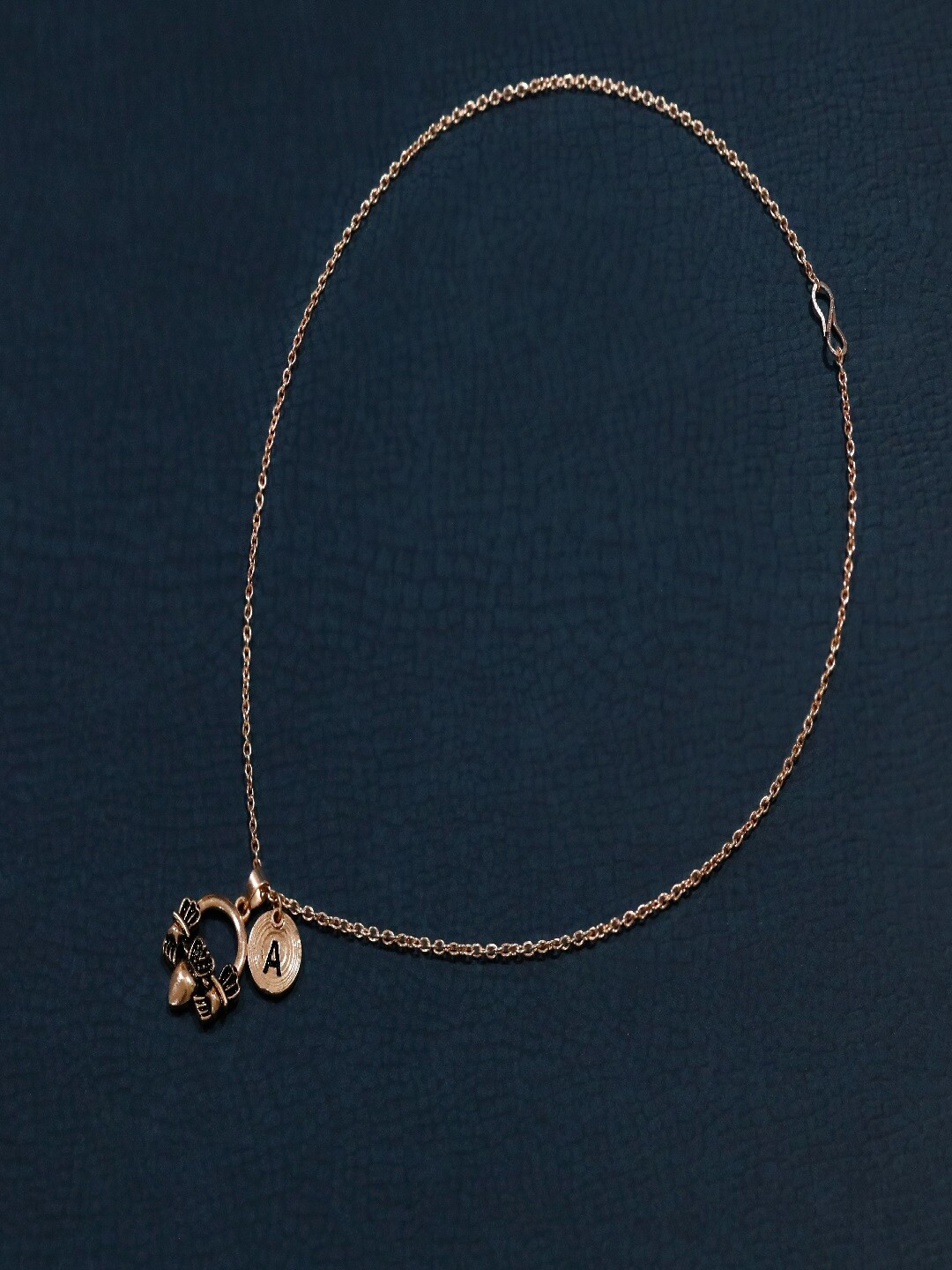 Mahi Women Rose Gold-Plated Heart Coin Charm Pendant With Chain