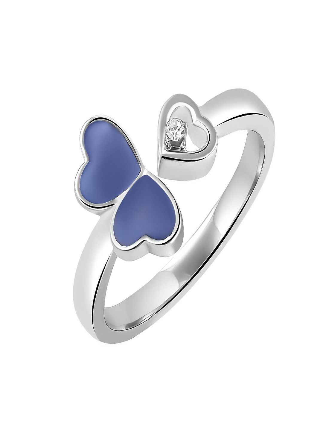 Mahi Rhodium-Plated Crystal Adjustable Finger Ring