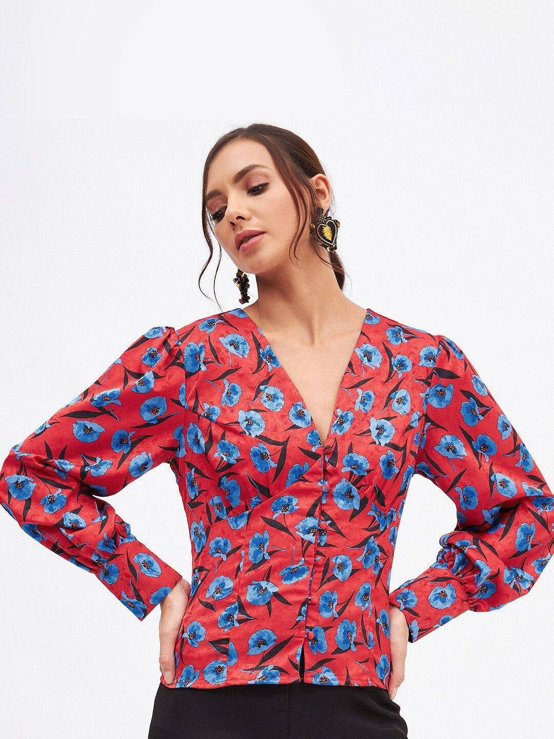 Kibo Floral Print Satin Top
