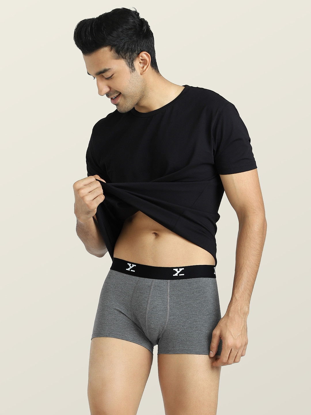 XYXX Men Solid ACE IntelliSoft Modal Dark Grey Trunks