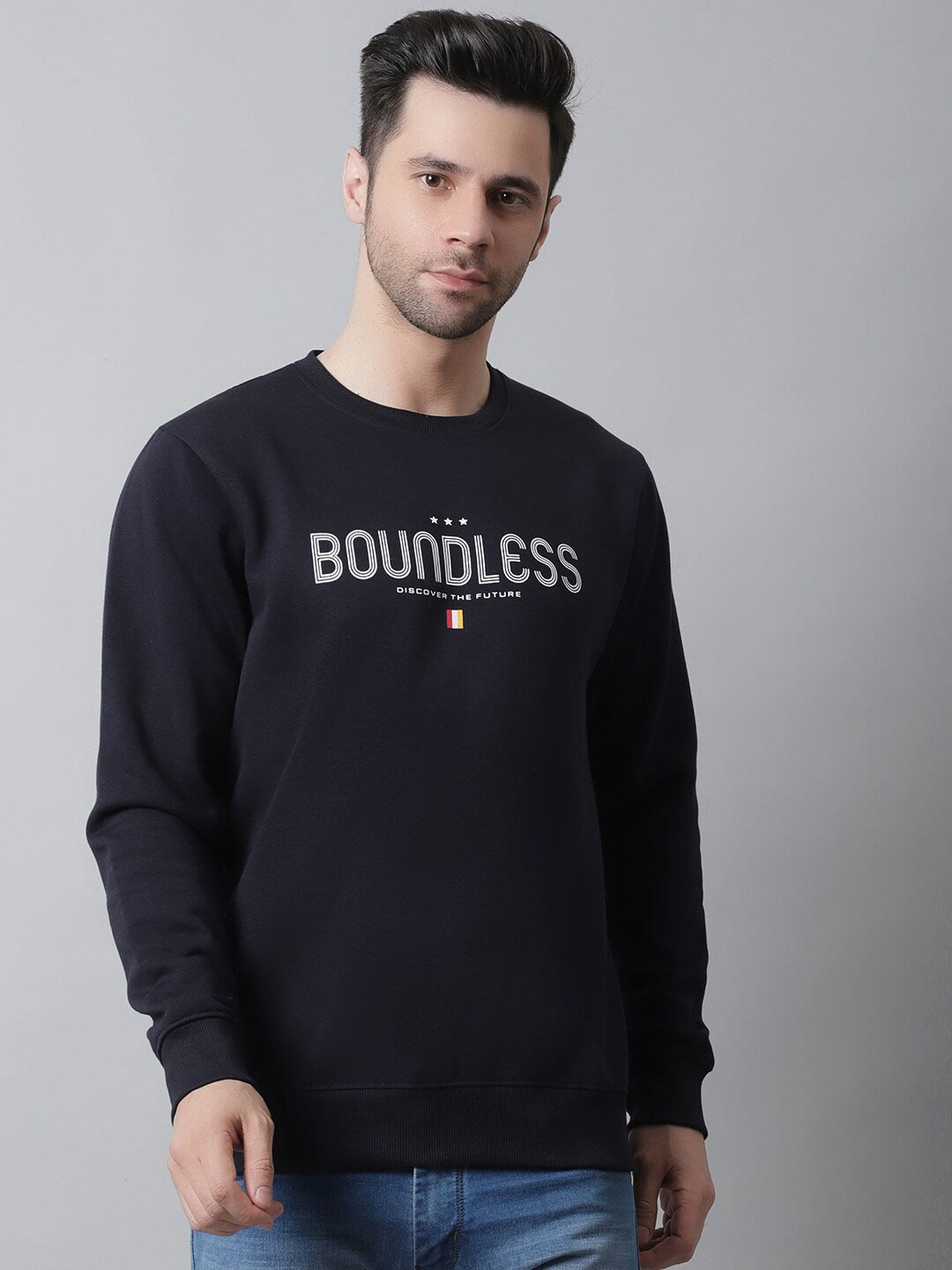 Rodamo Men Typhography  Printed Pullover Fleece Sweatshirt