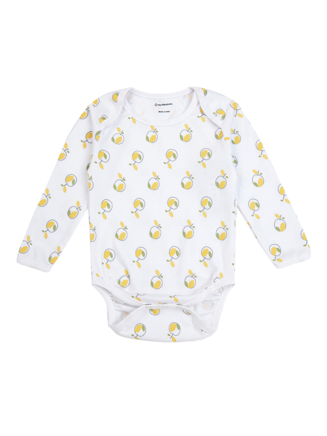 My Milestones Infant Boys Apple Printed Cotton Bodysuit