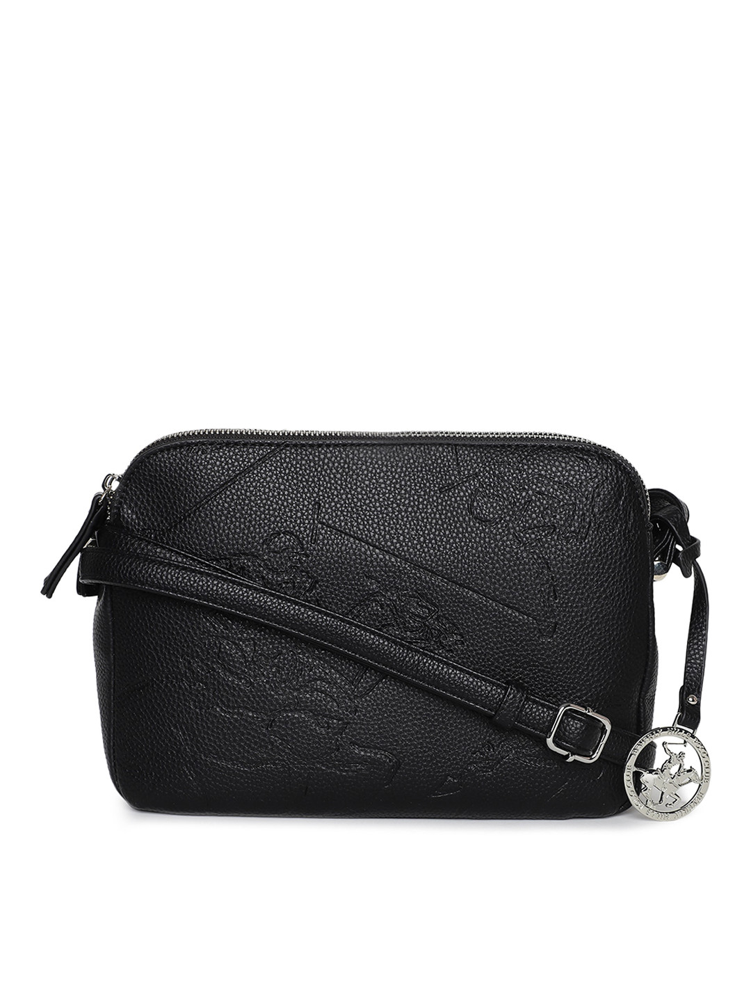 Beverly Hills Polo Club Brand Logo Embossed & Textured Structured Sling Bag