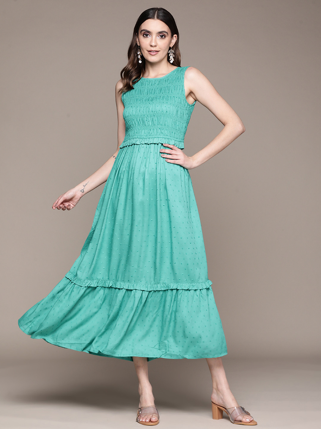 Label Ritu Kumar Smocked Empire Dress