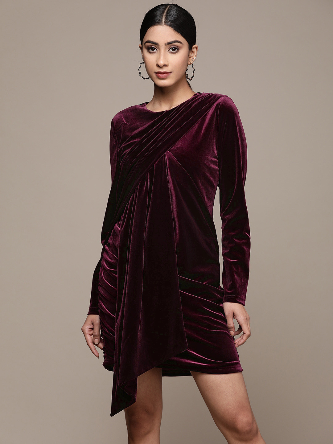 Label Ritu Kumar Burgundy Layered Velvet Dress