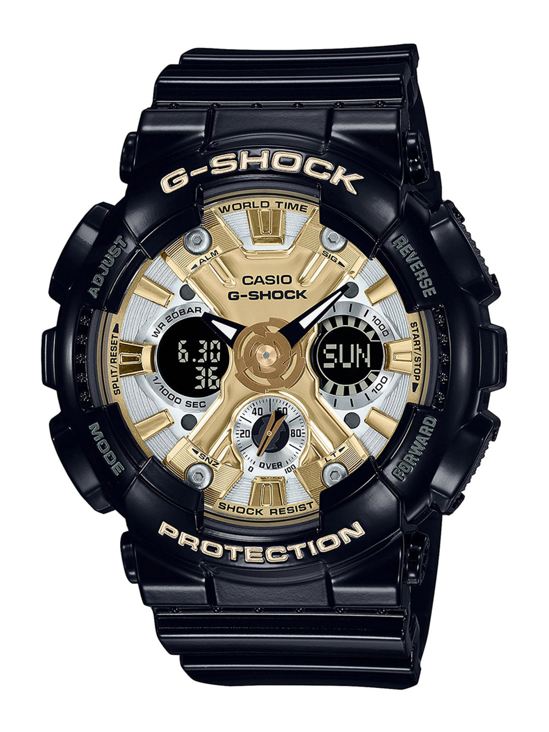 CASIO Women G-Shock GMA-S120GB-1ADR Gold-Silver Ana-Digi Dial Black Resin Strap G1287