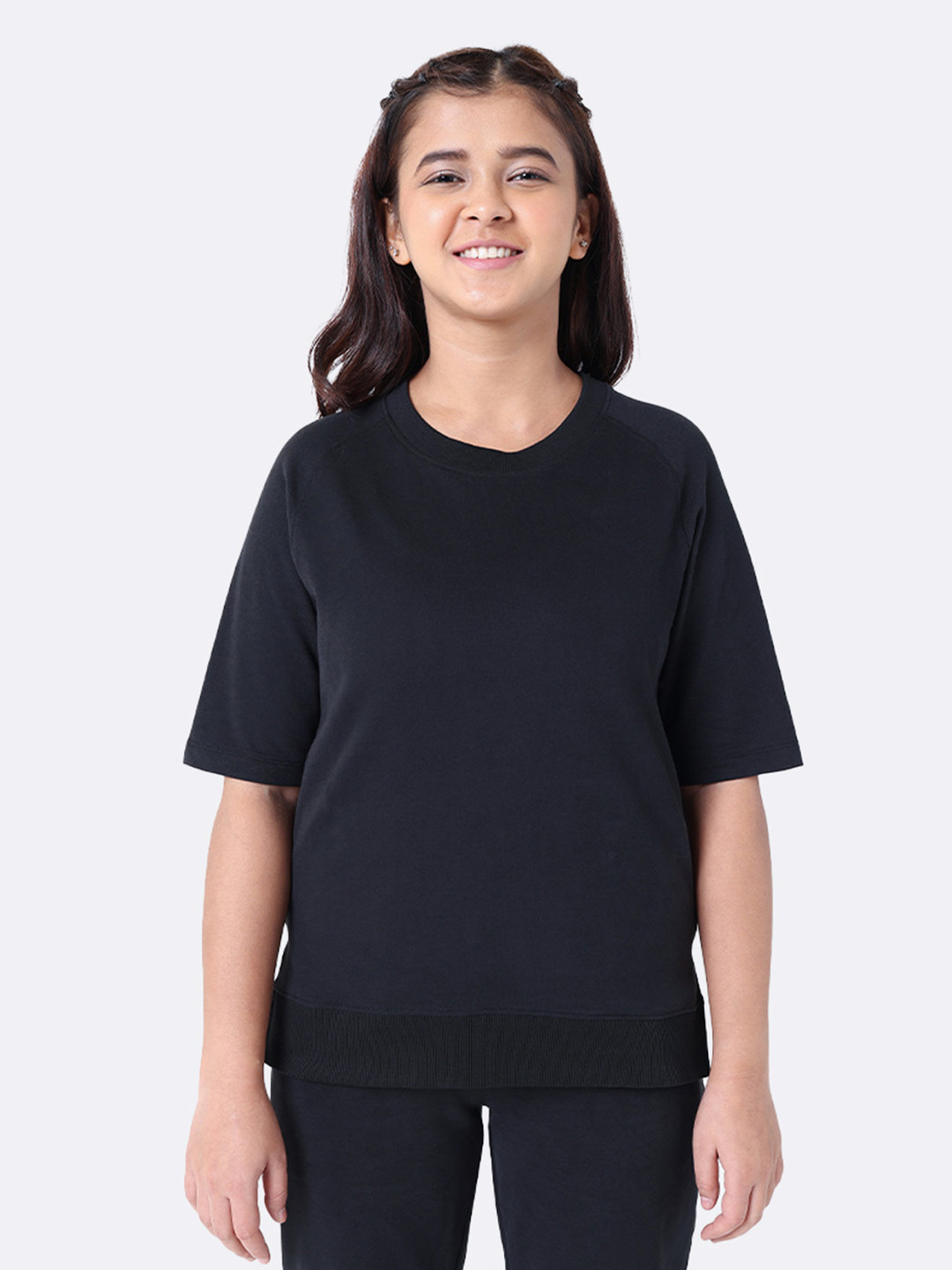 Blissclub Rib Neck Relaxed Fit WillowSoft Everyday Cozy Sweatshirt