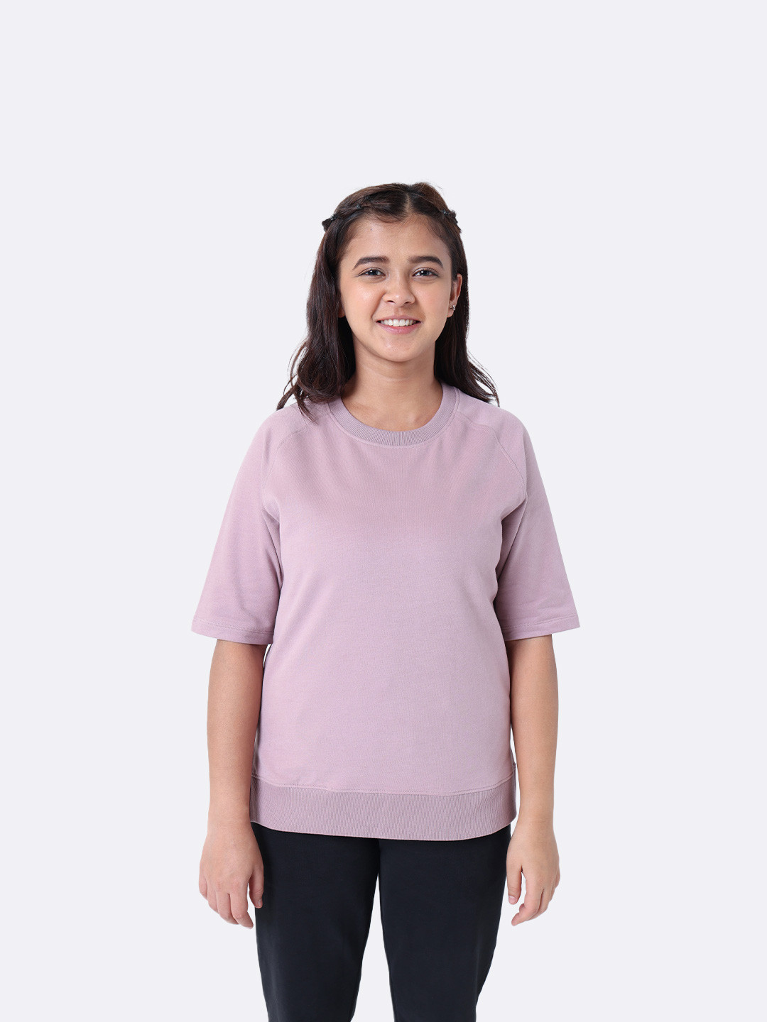 Blissclub Rib Neck Relaxed Fit WillowSoft Everyday Cozy Sweatshirt