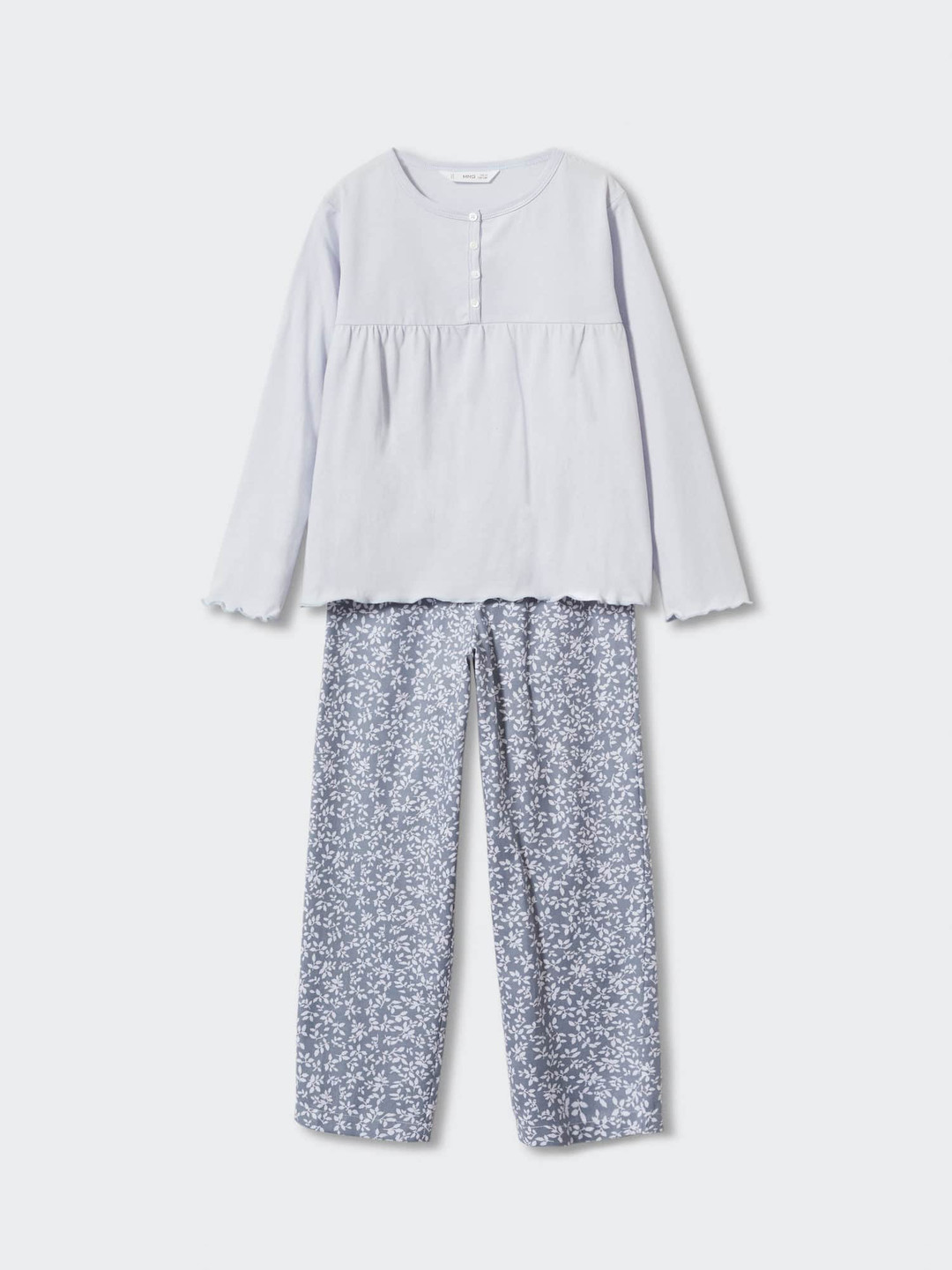 Mango Kids Girls Pure Cotton  Top With Printed Pyjamas