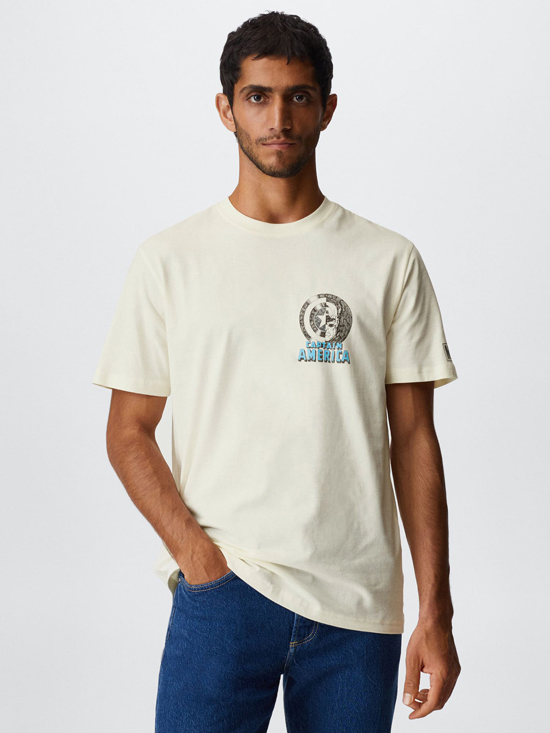 MANGO MAN Captain America Printed Detail Sustainable T-shirt