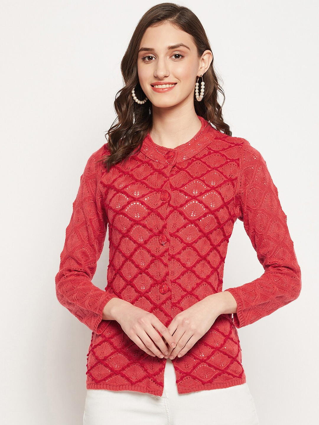 Zigo Women Wool Checked Cardigan