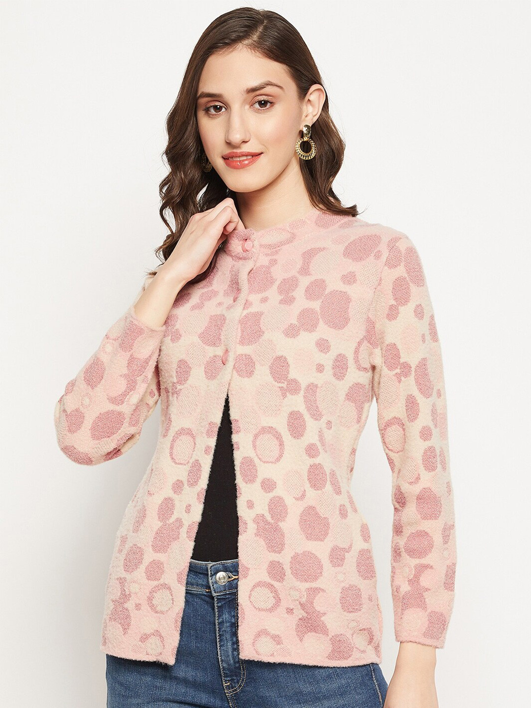 Zigo Round Neck Printed Wool Sweater