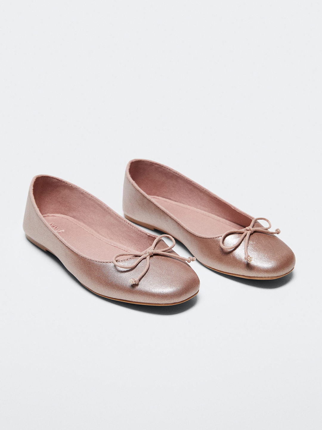Mango Kids Girls Round Toe Ballerinas with Bow Detail