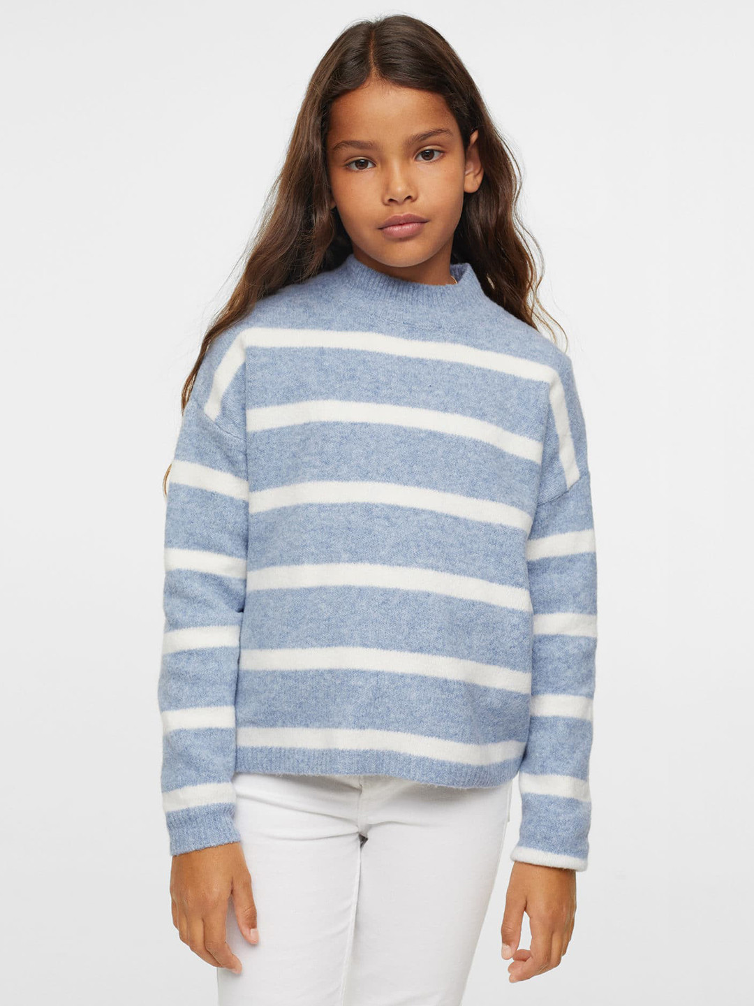 Mango Kids Girls Round Neck Striped Sustainable Pullover