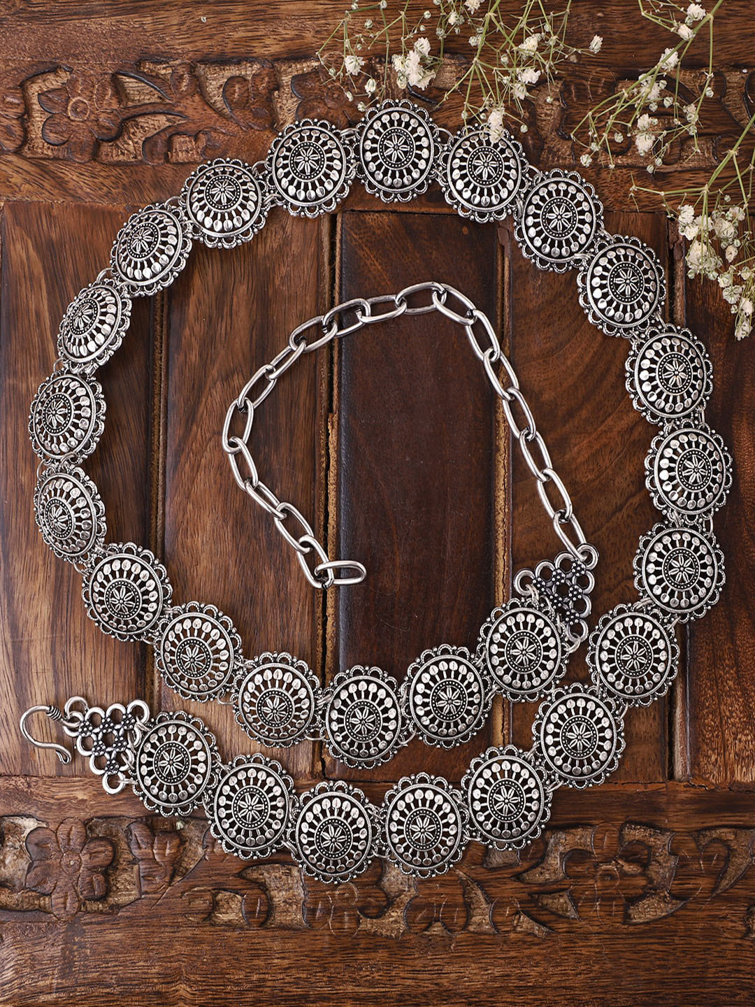 VENI German Oxidised Adjustable Waist Chain
