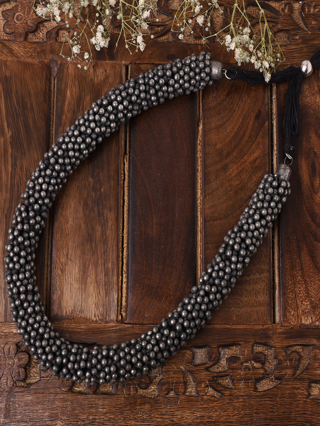 VENI Brass Silver-Plated Oxidised Chain