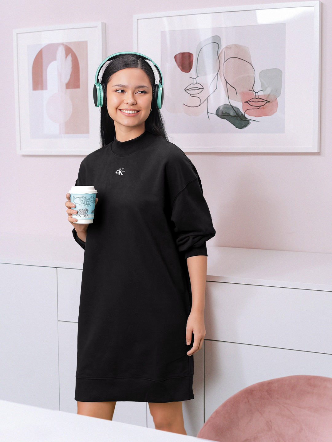 Calvin Klein Jeans Solid Pure Cotton Jumper Dress