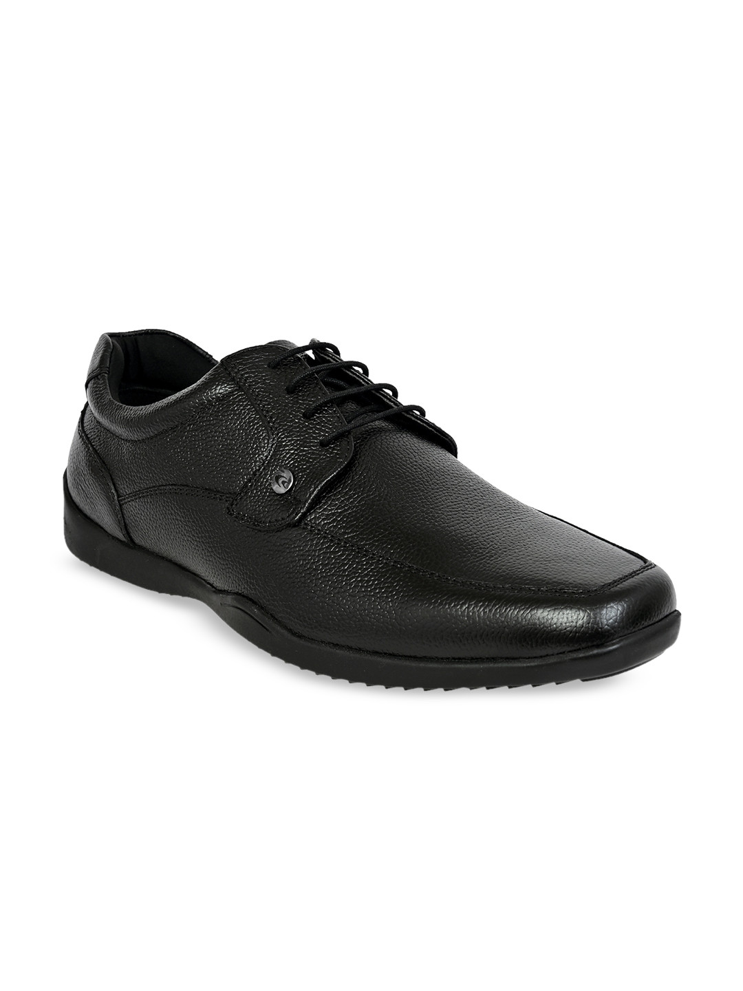 Allen Cooper Men Textured Square Toe Leather Formal Derbys