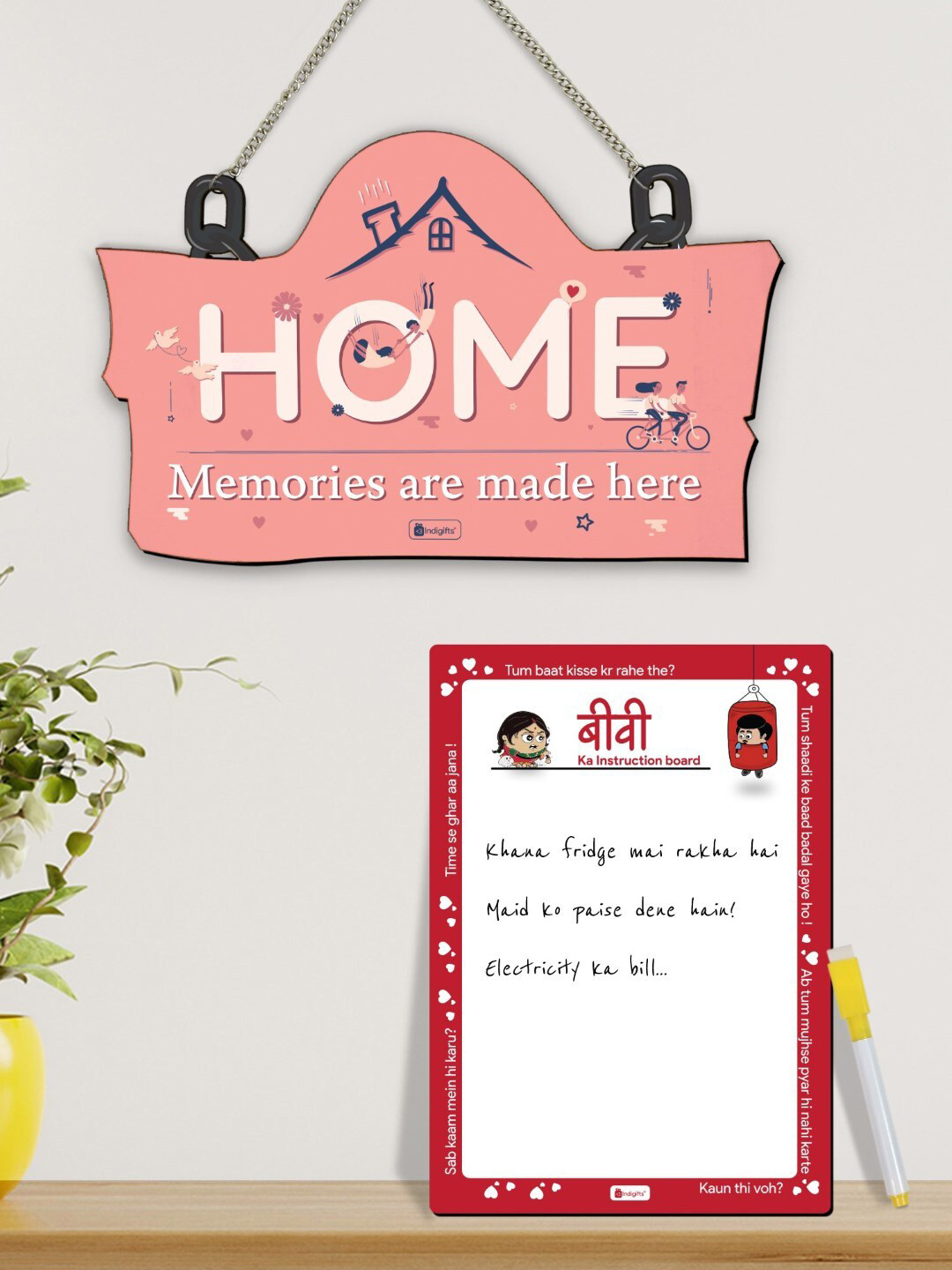 Indigifts Biwi Ka Instruction Board Wood Matte Hall Wall Hangings-7.1In
