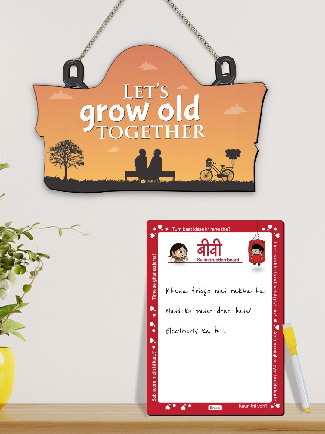 Indigifts Biwi Ka Instruction Board Wood Glossy Hall Wall Hangings-7In