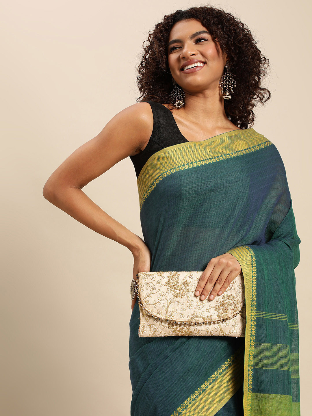 ArtEastri Pure Cotton Jacquard Saree With Blouse Piece